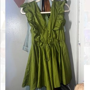 Olive Button Detail Flare Short Romper